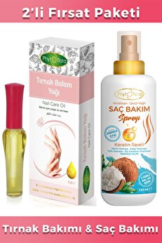Phytoflora Hindistan Cevizi Yağlı Saç Bakım Spreyi 120 Ml Ve Tırnak Bakım Yağı