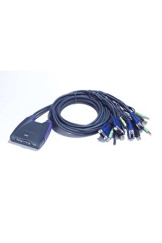 Aten 4 portlu USB VGA KVM (Keyboard/Video Monitor/Mouse) Switch, Hoparlör bağlantısı mevcut, Masaüstü Tip