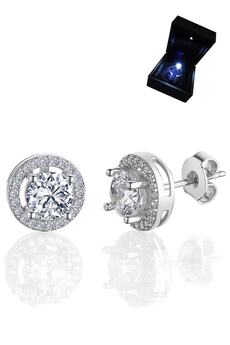 Crystal Diamond Zirconia Işıklı Kutuda 0.50 Karat Tektaş Küpe