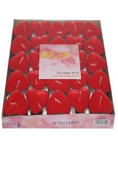 İRHANLAR 50 Adet Kalpli Mum Tealight Kalp Şeklinde Kırmızı Mum Doğum Günü Evlilik Teklifi Sevgiliye Jest