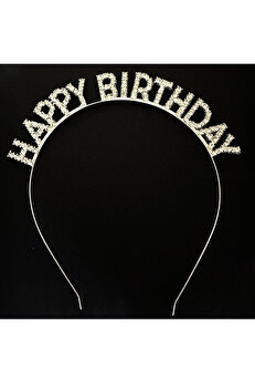 Go İthalat Gümüş Kri̇stal Taşlı Happy Bi̇rthday Doğum Günü Tacı İthal Ürün A Kali̇te 17X16 Cm (4107)