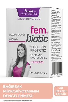 Suda Vitamin FemBiotic Kadınlara Özel Probiyotik+Prebiyotik Mikroorganizma İçeren 30 Kapsül