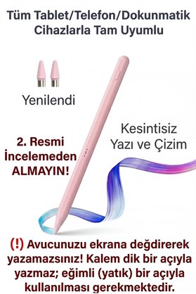 Fibaks Dokunmatik Kalem Tüm Cihazlara Uyum Tablet Kalemi Telefon Yazı Çizim Pen Pembe