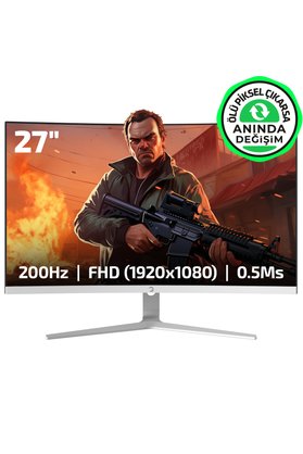 GamePower Vivid T50 27" 1500R Curved RGB Beyaz 200Hz 0.5ms FHD VA Gaming Monitör