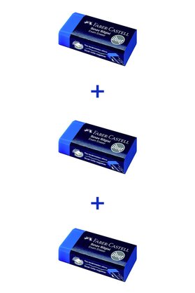 Faber Castell Sınav Silgisi Dust‑Free 3'lü Set Yumuşak kenar Kompakt form PVC/fitalat/lateks içermez