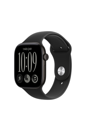Apple Watch Series 12 GPS 46mm Siyah Alüminyum Kasa ve Siyah Spor Kordon - S/M