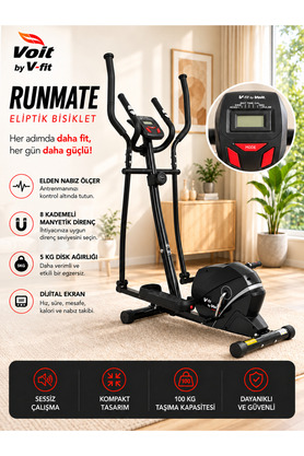 Voit V-Fit By Runmate Selesiz Manyetik Eliptik Bisiklet | Sessiz Çalışan Elden Nabız Ölçerli