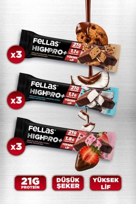 Fellas Çikolata Kaplı HighPro+ Protein Bar 50gr Karma Kutu