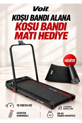 Voit Compact Ultra Hafif Koşu Bandı – Manuel Eğimli Katlanabilir Tasarım 10km/hız