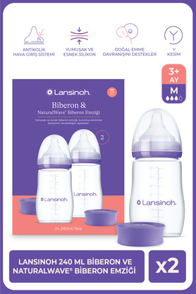 Lansinoh 2 X 240 ml Biberon ve NaturalWave® Biberon Emziği