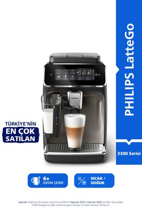 Philips 3300 Serisi LatteGo Tam Otomatik Espresso Makinesi AquaClean Filtre 6 İçecek Hazırlama EP3347/90
