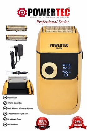 POWERTEC TR-550 Şarjlı Günlük Sakal Sinekkaydı Tıraş Hassas Düzeltici Döner Başlık