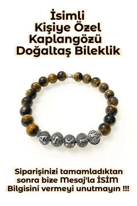 Tesbih Sakarya - İsimli - Kişiye Özel - Kaplan Gözü Doğaltaş Unisex Bileklik