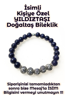 Tesbih Sakarya - İsimli - Kişiye Özel - Yıldıztaşı Doğaltaş Unisex Bileklik