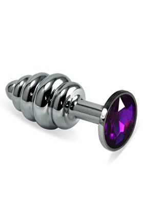 Meyrabest Erox Si̇lver Small Mor Taşlı Boğumlu Anal Alıştırıcı Metal Plug