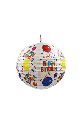 Big Party Japon Feneri Balon Ve Happy Birthday Baskılı 25 cm