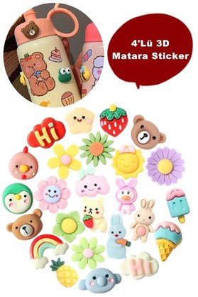 NaSaDAN 3D Sticker 4'Lü Motivasyon Matarası Su Şişesi Çıkartmaları 3D Etiket