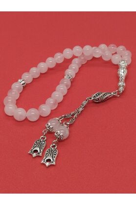 Taşlı İşler Pembe Kuvars Taşlı Tespih, Lale Figürlü...