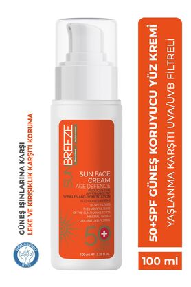 Sun Breeze Yüz Güneş Kremi 50 Spf 100 Ml Uva/Uvb Filtreli Nemlendirici E Vitaminli Krem Tüm Ciltler Için