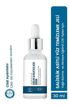 Newderm Onarıcı, Aydınlatıcı Ve Nemlendirici Azeliac Acid ,Salicylic Acid Ve Hyaluronic Acid 30 Ml