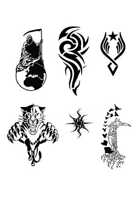 Ai̇rbrush Tattoo Tri̇bal Felsefi̇k Geçi̇ci̇ Dövme Kalıpları Sadece Desen