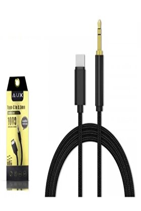 Aux Kablo Type-C To 3.5 Mm Konektör Örgülü Ses Kablosu 1 Metre Pl-8858