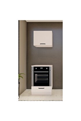 Vi̇sasconcept 60 Cm Çok Amaçlı Mutfak Ankastre Ve Aspi̇ratör Dolabı Beyaz - Üst Panel Dahi̇l