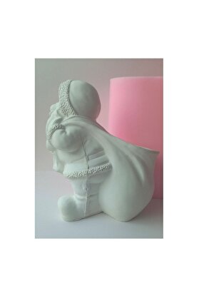 Kalıpcınızburada Sepetli̇ Noel Baba Saksı Si̇li̇kon Kalıp