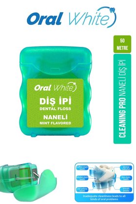 Oral White Cleaning Pro Diş İpi Naneli 50 Metre
