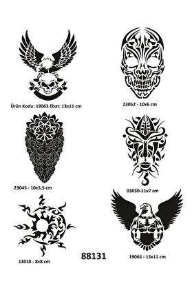 Ai̇rbrush Tattoo Güçlü Erkek Sembolleri̇ 6 Adet Geçi̇ci̇ Dövme Kalıbı Spreysi̇z Sadece Şablon