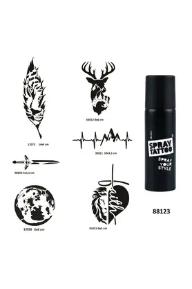 Ai̇rbrush Tattoo Doğa Seri̇si̇ Spray Tattoo Geçi̇ci̇ Dövme Yapma Seti̇ Dark Si̇yah