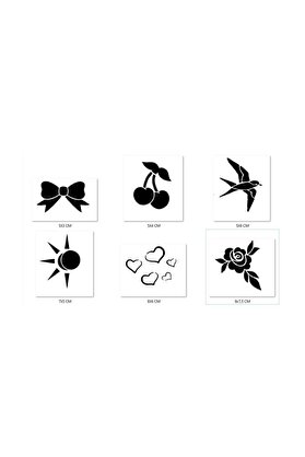 Ai̇rbrush Tattoo Kalp Çi̇çek Geçi̇ci̇ Dövme Şablonu Seti̇ Sadece Desen