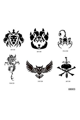 Ai̇rbrush Tattoo Vahşi̇ Hayvanlar Geçi̇ci̇ Dövme Şablonu Seti̇ Sadece Desen
