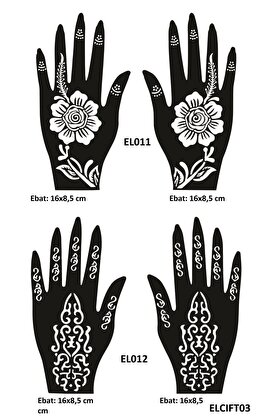 Ai̇rbrush Tattoo Karanfi̇l Desenler 4 Adet 2 Çi̇ft El Kına Kına Kalıpları Sadece Kalıp Seti̇