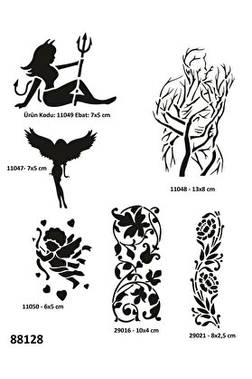 Ai̇rbrush Tattoo Aşk Ve Tutku Sembolleri̇ 6 Adet Geçi̇ci̇ Dövme Kalıbı Spreysi̇z Sadece Şablon