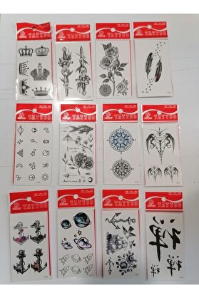 Ai̇rbrush Tattoo Yi̇ng Yang 12 Adet Bi̇rden Yapıştırma Geçi̇ci̇ Dövme Yapma Seti̇