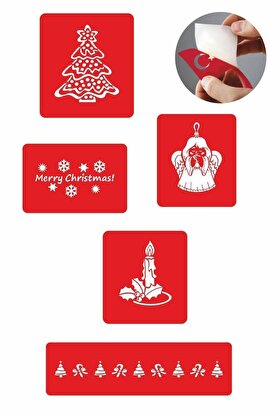 Ai̇rbrush Tattoo Süslü Çam Ağacı 5 Adet Geçi̇ci̇ Dövme Kına Şablonu