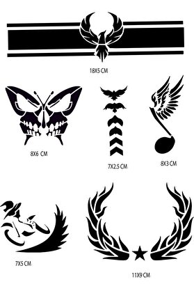 Ai̇rbrush Tattoo Kol Ve Kanat Geçi̇ci̇ Dövme Şablonu Seti̇ Sadece Desen