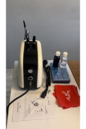 Ai̇rbrush Tattoo Profesyonel Ai̇rbrush Kompresör Geçi̇ci̇ Dövme Seti̇ Boya Ve Desen Hedi̇yeli̇