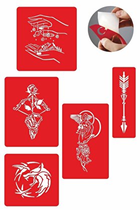 Ai̇rbrush Tattoo Doğruluk Sembolleri̇ 5 Adet Geçi̇ci̇ Dövme Kına Şablonu