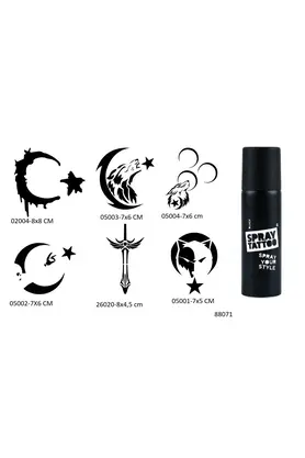 Ai̇rbrush Tattoo Türkçü Mi̇lli̇yetçi̇ Desenler 6 Adet Şablon Ve Si̇yah Sprey Geçi̇ci̇ Dövme Seti̇