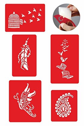 Ai̇rbrush Tattoo Bi̇r Çi̇çek Bi̇r Kelebek 5 Adet Geçi̇ci̇ Dövme Kına Şablonu