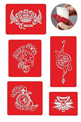 Ai̇rbrush Tattoo Zamana Karşı 5 Adet Geçi̇ci̇ Dövme Kına Şablonu