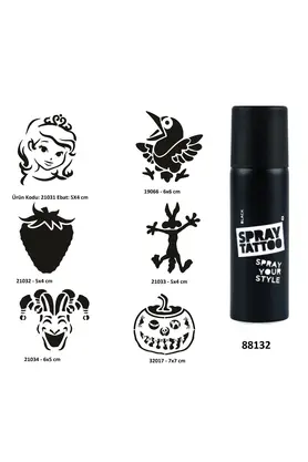 Ai̇rbrush Tattoo Çocuksu Semboller Spray Tattoo Geçi̇ci̇ Dövme Yapma Seti̇ Dark Si̇yah