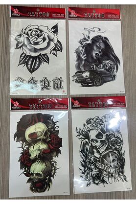 Ai̇rbrush Tattoo Büyük Boy Yapıştırma Dövme Geçi̇ci̇ Dövme Seti̇ 4 Adet Bi̇rden Model 26