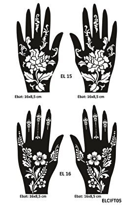 Ai̇rbrush Tattoo Menekşe Desenler 4 Adet 2 Çi̇ft El Kına Kına Kalıpları Sadece Kalıp Seti̇