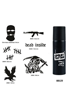 Ai̇rbrush Tattoo Hırçın Semboller Spray Tattoo Geçi̇ci̇ Dövme Yapma Seti̇ Dark Si̇yah