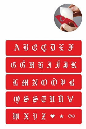 Ai̇rbrush Tattoo Büyük Boy Goti̇k Harf Şablonu Tüm Harfler
