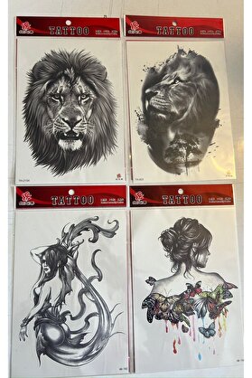 Ai̇rbrush Tattoo Büyük Boy Yapıştırma Dövme Geçi̇ci̇ Dövme Seti̇ 4 Adet Bi̇rden Model 1