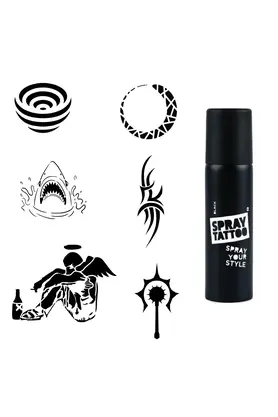 Ai̇rbrush Tattoo Efkar Ve Şeri̇t Spray Tattoo Geçi̇ci̇ Dövme Seti̇ Dark Si̇yah Sprey